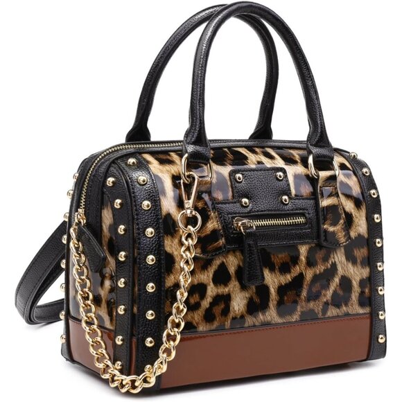 Versatile Women's Barrel Handbag - Rivet Decor and Ample Pockets for Daily Use